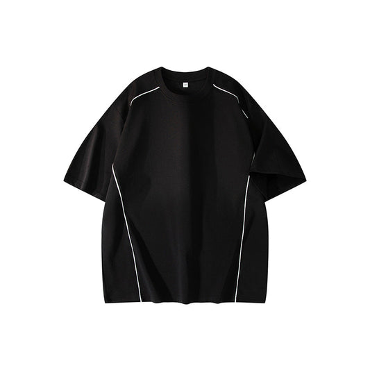 Contrast Piping Oversized Tee – Jet Black